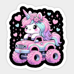 Monster Truck Unicorn Birthday Party Monster Truck Girl Sticker